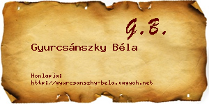 Gyurcsánszky Béla névjegykártya